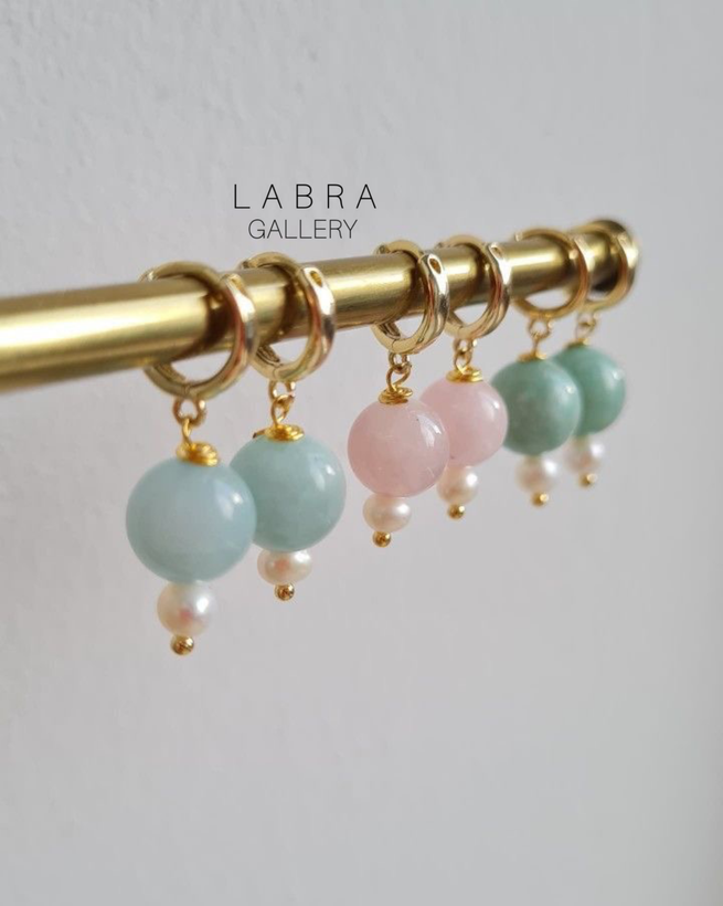 گوشواره شیک و مینیمال مروارید سنگ گرد اصل