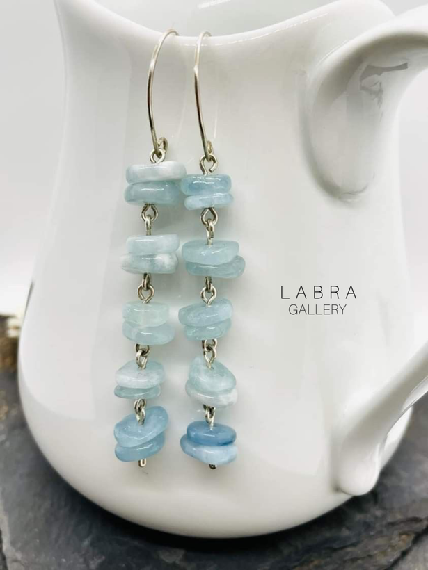 گوشواره جذاب sea سنگ آکوامارین اصل